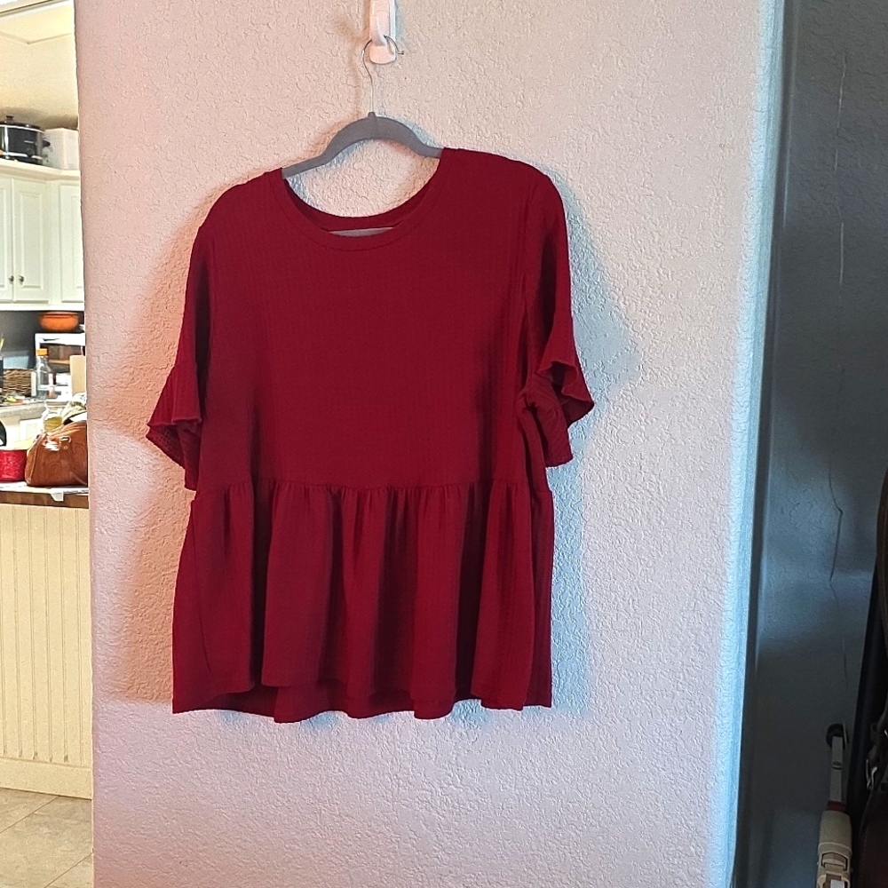 ❤️ Shein Curve Red Peplum Top – 1XL